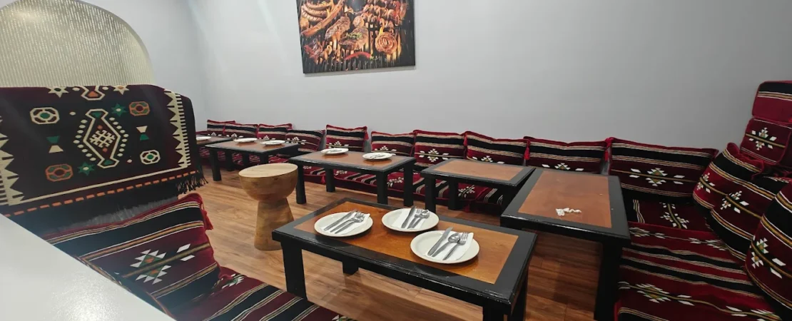 Halal food with floor seating