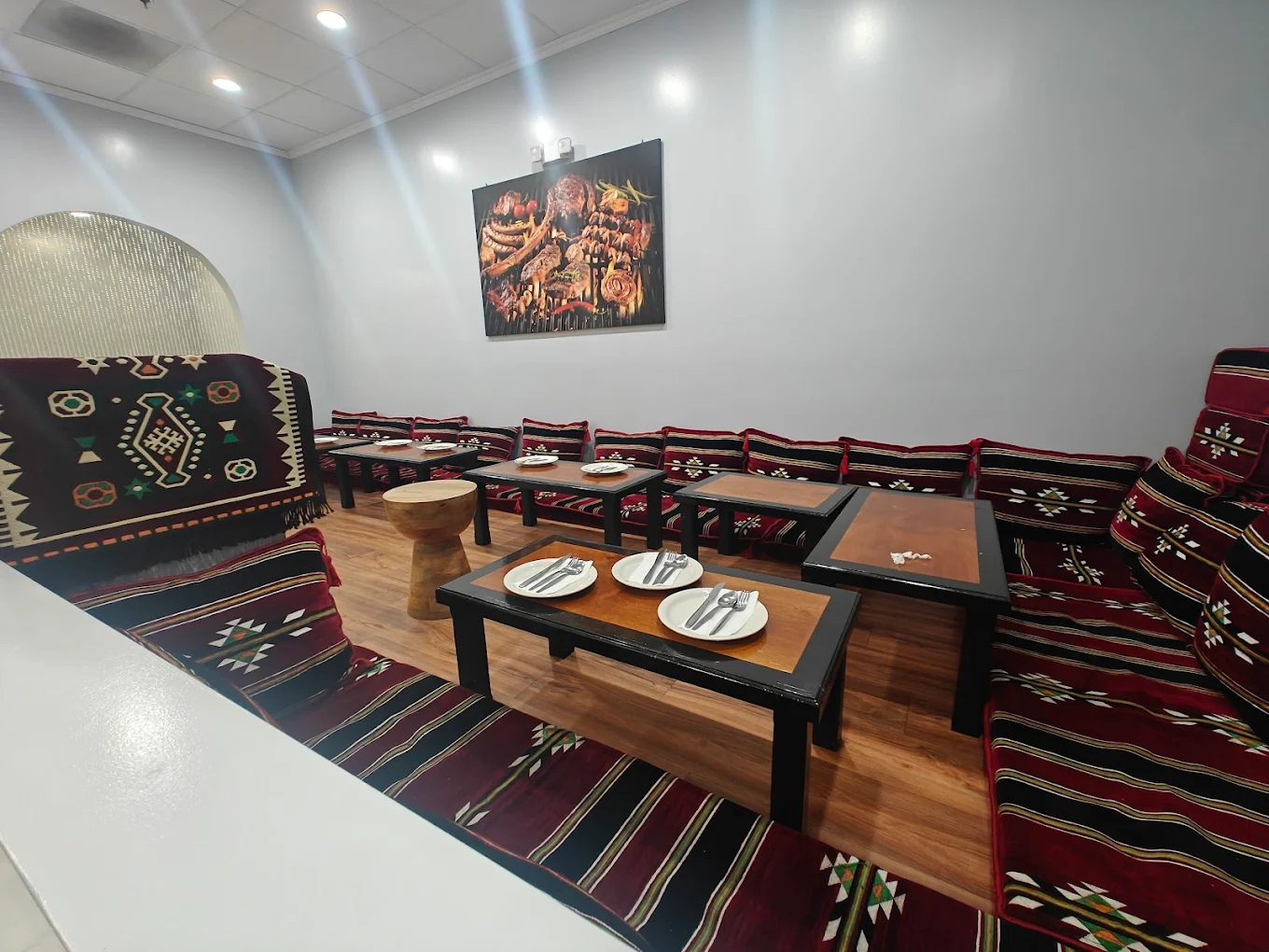 Halal food with floor seating