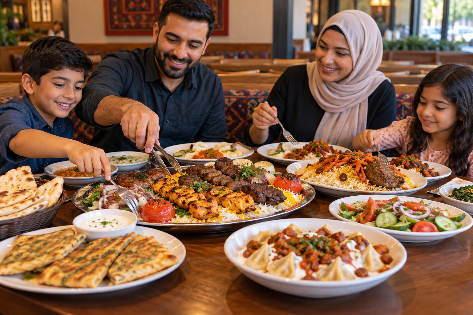 muslim family eating dinner